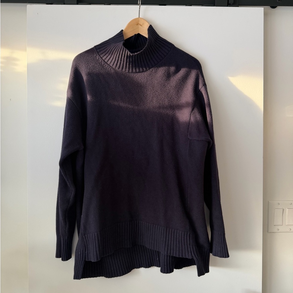 OAK + FORT Navy Mockneck Sweater